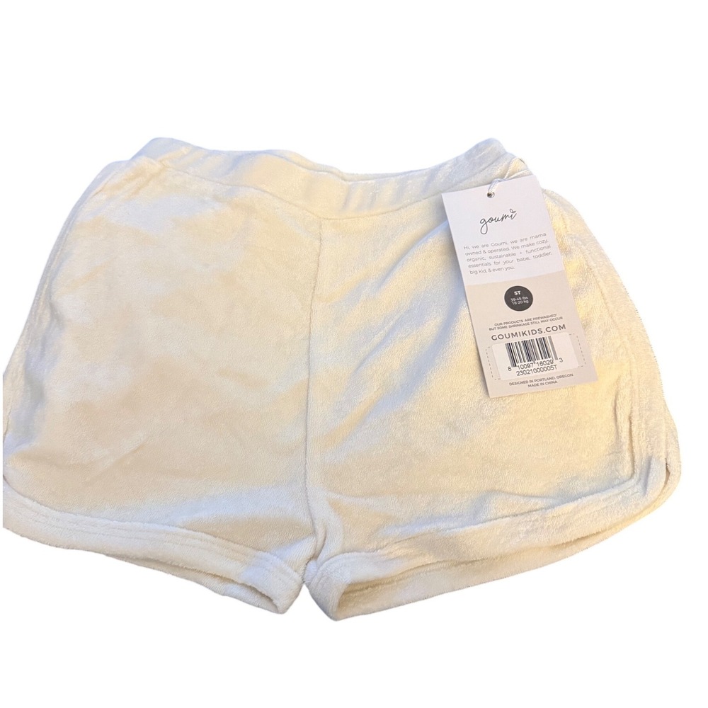 Goumi Kids Organic Terry Cloth Shorts Cream Off-White Size 5T NWT